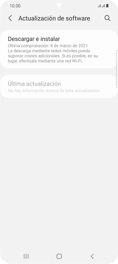Pulsa Descargar e instalar. Si hay una versión de software nueva disponible, aparecerá ahora en la pantalla. Sigue las indicaciones de la pantalla para actualizar el software del teléfono. Pulsa Descargar e instalar. Si hay una versión de software nueva disponible, aparecerá ahora en la pantalla. Sigue las indicaciones de la pantalla para actualizar el software del teléfono.