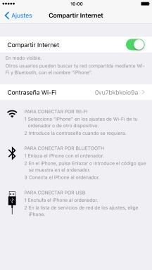 Pulsa Contraseña Wi-Fi e introduce una contraseña.