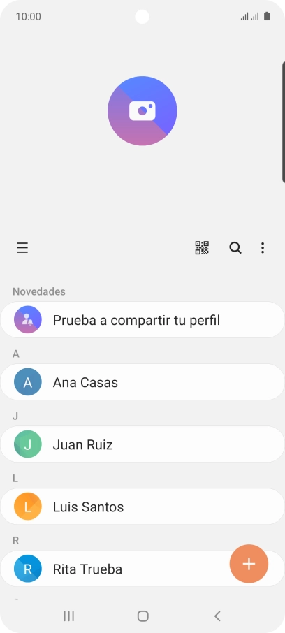 Pulsa el icono de nuevo contacto. Pulsa el icono de nuevo contacto.