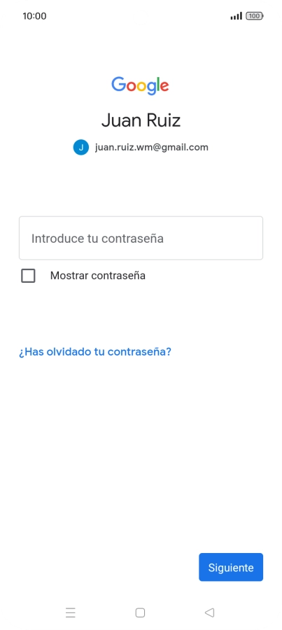 Pulsa Introduce tu contraseña e introduce la contraseña de tu cuenta de Google. Pulsa Introduce tu contraseña e introduce la contraseña de tu cuenta de Google.
