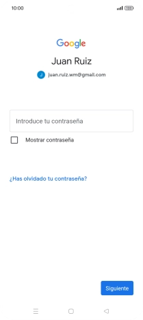 Pulsa Introduce tu contraseña e introduce la contraseña de tu cuenta de Google. Pulsa Introduce tu contraseña e introduce la contraseña de tu cuenta de Google.