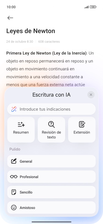 Para generar un texto, pulsa en el campo de escritura. Para generar un texto, pulsa en el campo de escritura.