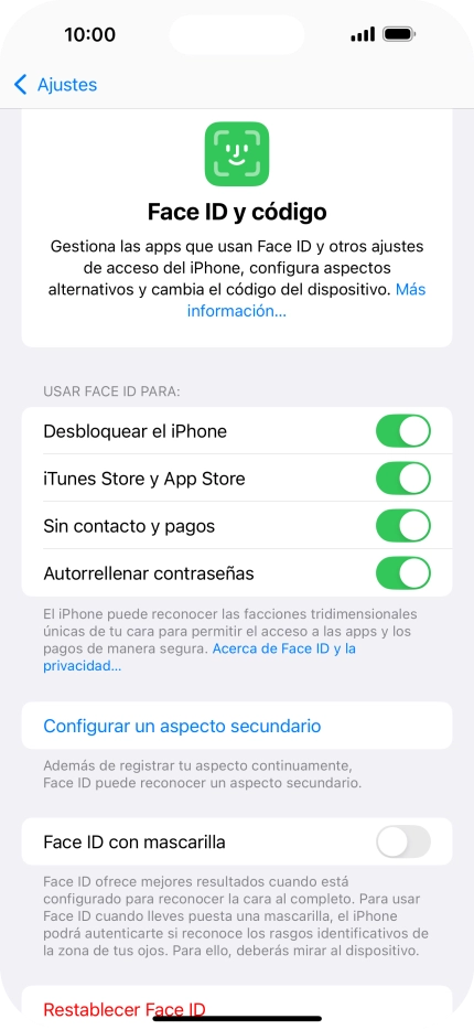 Pulsa el indicador junto a los ajustes deseados para activarlos o desactivarlos. Pulsa el indicador junto a los ajustes deseados para activarlos o desactivarlos.