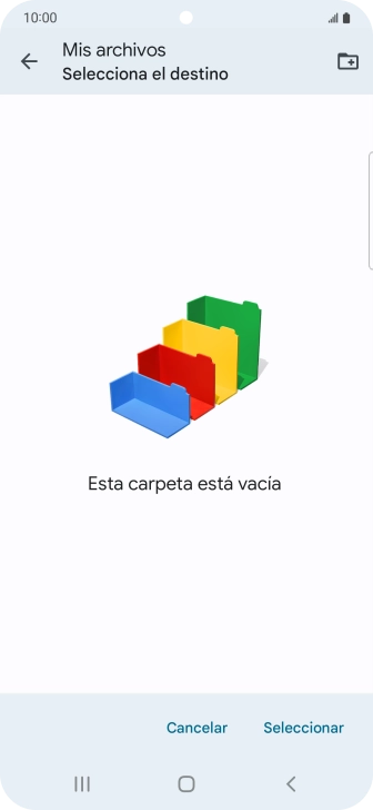 Si deseas crear una nueva carpeta, pulsa el icono de nueva carpeta y sigue las indicaciones de la pantalla para crearla. Si deseas crear una nueva carpeta, pulsa el icono de nueva carpeta y sigue las indicaciones de la pantalla para crearla.