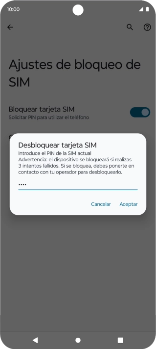 Introduce tu código PIN y pulsa Aceptar. Introduce tu código PIN y pulsa Aceptar.