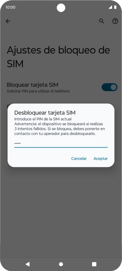 Introduce tu código PIN y pulsa Aceptar. Introduce tu código PIN y pulsa Aceptar.