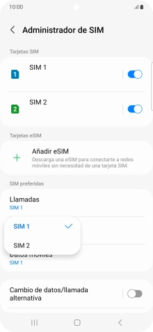 Pulsa la tarjeta SIM deseada. Pulsa la tarjeta SIM deseada.