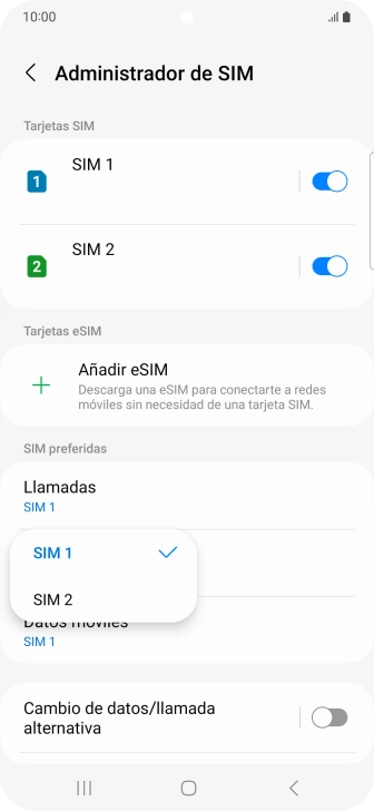 Pulsa la tarjeta SIM deseada. Pulsa la tarjeta SIM deseada.