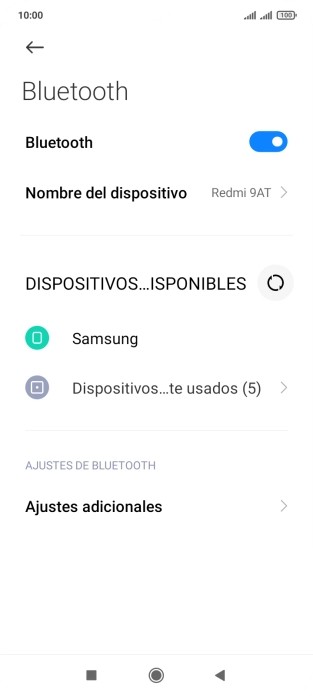 Pulsa el dispositivo Bluetooth deseado y sigue las indicaciones de la pantalla para vincular el dispositivo al teléfono. Pulsa el dispositivo Bluetooth deseado y sigue las indicaciones de la pantalla para vincular el dispositivo al teléfono.