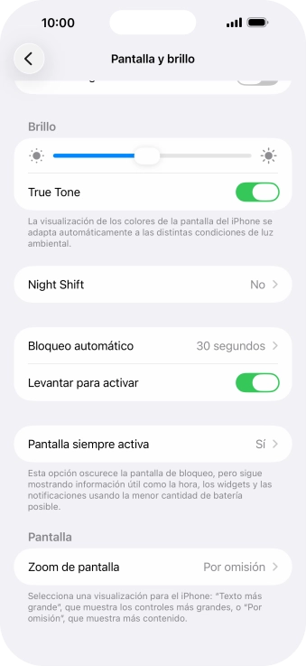 Pulsa Pantalla siempre activa. Pulsa Pantalla siempre activa.