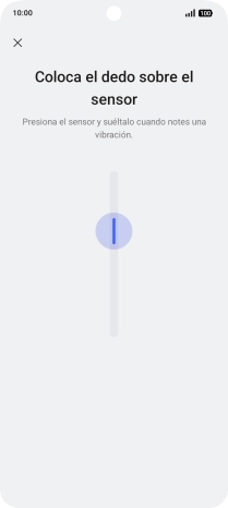 Sigue las indicaciones de la pantalla para crear una huella digital como código de seguridad. Sigue las indicaciones de la pantalla para crear una huella digital como código de seguridad.