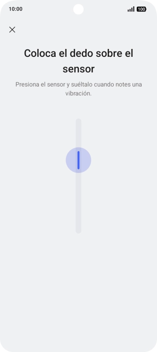 Sigue las indicaciones de la pantalla para crear una huella digital como código de seguridad. Sigue las indicaciones de la pantalla para crear una huella digital como código de seguridad.