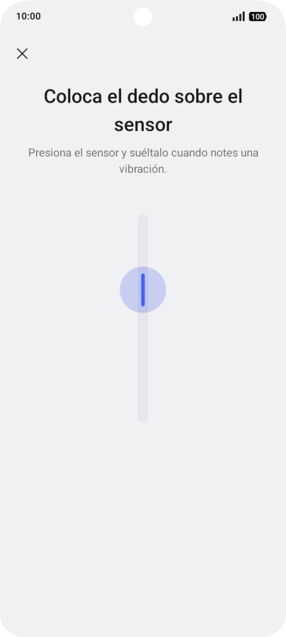 Sigue las indicaciones de la pantalla para crear una huella digital como código de seguridad. Sigue las indicaciones de la pantalla para crear una huella digital como código de seguridad.