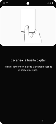 Sigue las indicaciones de la pantalla para crear una huella digital como código de seguridad. Sigue las indicaciones de la pantalla para crear una huella digital como código de seguridad.