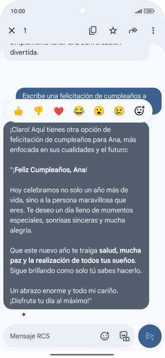 Pulsa la propuesta de texto de Gemini durante unos instantes. Sigue las indicaciones de la pantalla para utilizar el texto propuesto. Pulsa la propuesta de texto de Gemini durante unos instantes. Sigue las indicaciones de la pantalla para utilizar el texto propuesto.