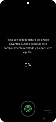 Sigue las indicaciones de la pantalla para crear una huella digital como código de seguridad. Sigue las indicaciones de la pantalla para crear una huella digital como código de seguridad.