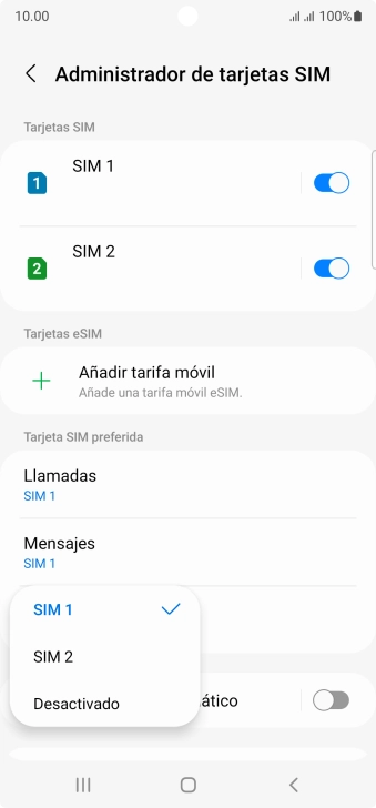 Pulsa el ajuste deseado. Pulsa el ajuste deseado.