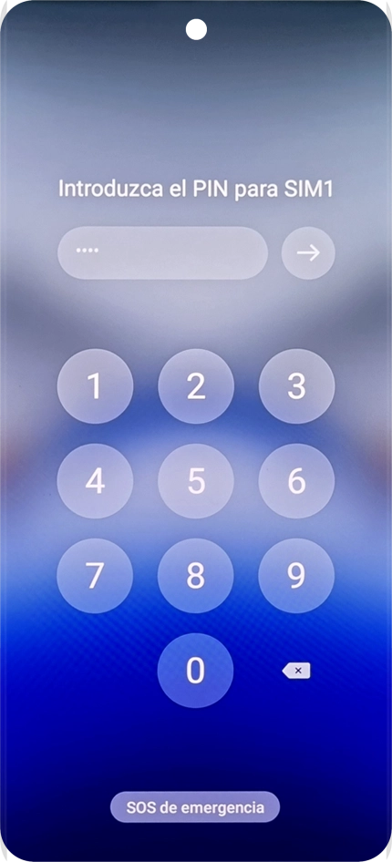 Si tu tarjeta SIM está bloqueada, introduce el código PIN y pulsa la flecha hacia la derecha. Si tu tarjeta SIM está bloqueada, introduce el código PIN y pulsa la flecha hacia la derecha.