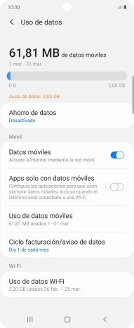 El consumo total de datos se visualiza ahora en la pantalla. El consumo total de datos se visualiza ahora en la pantalla.