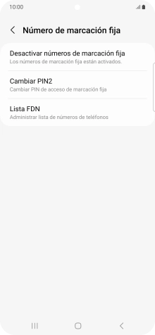 Pulsa Desactivar números de marcación fija.