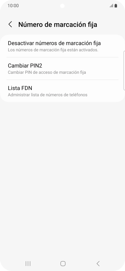 Pulsa Desactivar números de marcación fija.