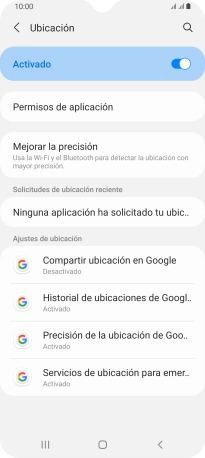 Pulsa Permisos de aplicación. Pulsa Permisos de aplicación.