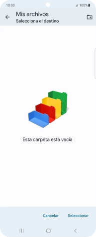 Si deseas crear una nueva carpeta, pulsa el icono de nueva carpeta y sigue las indicaciones de la pantalla para crearla. Si deseas crear una nueva carpeta, pulsa el icono de nueva carpeta y sigue las indicaciones de la pantalla para crearla.