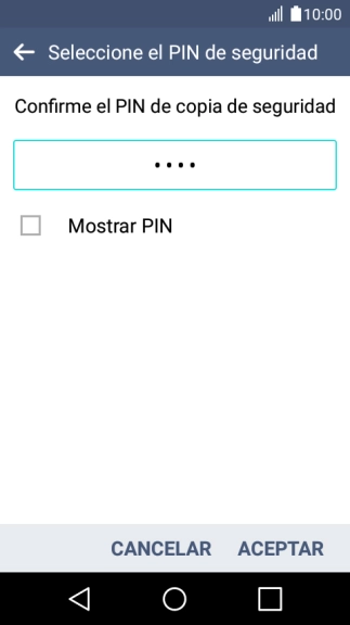 Vuelve a introducir el código PIN y pulsa ACEPTAR.