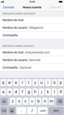 Pulsa Nombre de usuario e introduce el nombre de usuario de tu cuenta de correo electrónico. Pulsa Nombre de usuario e introduce el nombre de usuario de tu cuenta de correo electrónico.