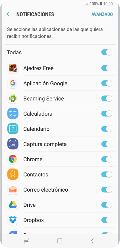 Pulsa el indicador junto a la app deseada para activar o desactivar la función. Pulsa el indicador junto a la app deseada para activar o desactivar la función.