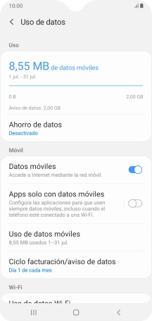 El consumo total de datos se visualiza ahora en la pantalla. El consumo total de datos se visualiza ahora en la pantalla.