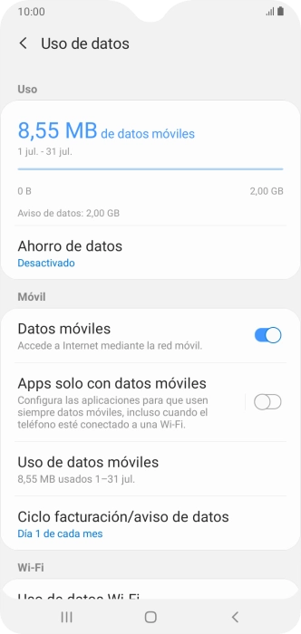 El consumo total de datos se visualiza ahora en la pantalla. El consumo total de datos se visualiza ahora en la pantalla.