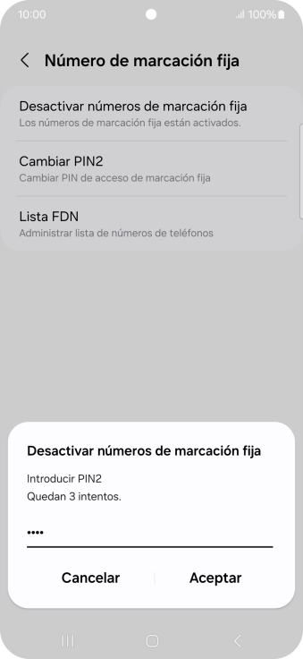 Introduce el código PIN2 y pulsa Aceptar. Introduce el código PIN2 y pulsa Aceptar.