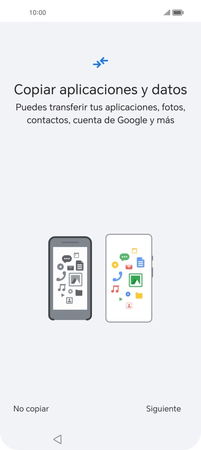 Pulsa No copiar y sigue las indicaciones de la pantalla para finalizar la activación del teléfono.