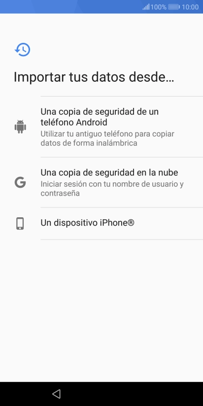 Pulsa la opción deseada y sigue las indicaciones de la pantalla para transferir contenido desde el otro teléfono y finalizar la activación de tu teléfono. Pulsa la opción deseada y sigue las indicaciones de la pantalla para transferir contenido desde el otro teléfono y finalizar la activación de tu teléfono.