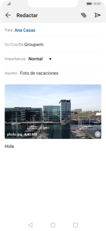Pulsa el icono de envío cuando termines de escribir el correo electrónico. Pulsa el icono de envío cuando termines de escribir el correo electrónico.