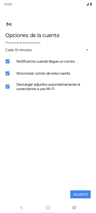 Si aparece en la pantalla esta imagen, tu cuenta de correo electrónico ha sido reconocida y configurada automáticamente. Sigue las indicaciones de la pantalla para introducir más información y terminar la configuración. Si aparece en la pantalla esta imagen, tu cuenta de correo electrónico ha sido reconocida y configurada automáticamente. Sigue las indicaciones de la pantalla para introducir más información y terminar la configuración.