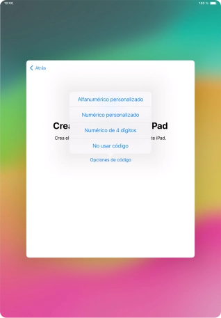 Sigue las indicaciones de la pantalla para activar el uso del código de seguridad o pulsa No usar código. Sigue las indicaciones de la pantalla para activar el uso del código de seguridad o pulsa No usar código.