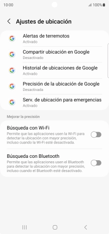 Pulsa Precisión de la ubicación de Google. Pulsa Precisión de la ubicación de Google.