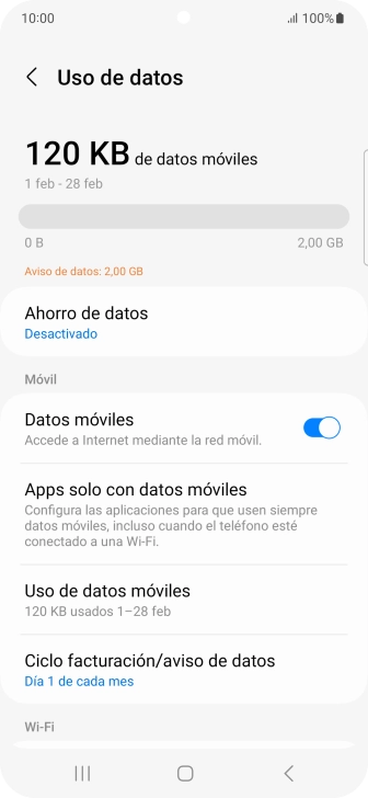 El consumo total de datos se visualiza ahora en la pantalla. El consumo total de datos se visualiza ahora en la pantalla.