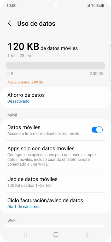 El consumo total de datos se visualiza ahora en la pantalla. El consumo total de datos se visualiza ahora en la pantalla.