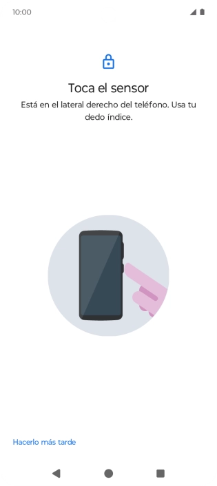 Sigue las indicaciones de la pantalla para crear una huella digital como código de seguridad.