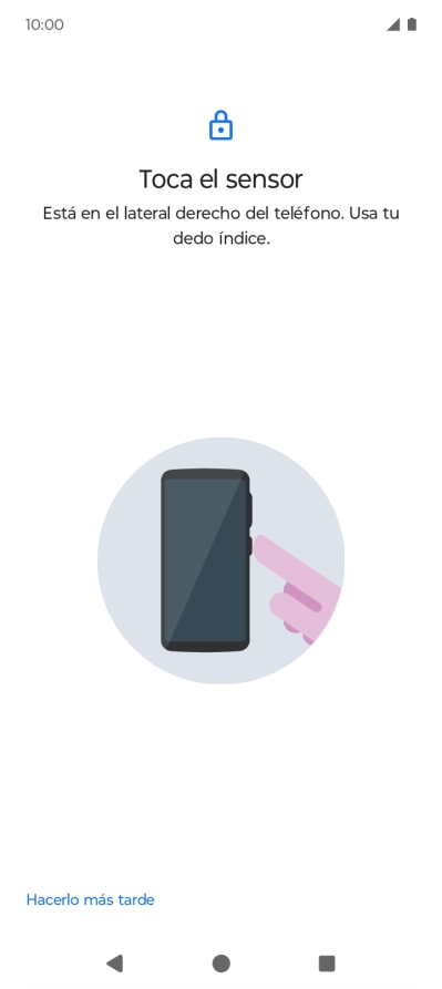 Sigue las indicaciones de la pantalla para crear una huella digital como código de seguridad.