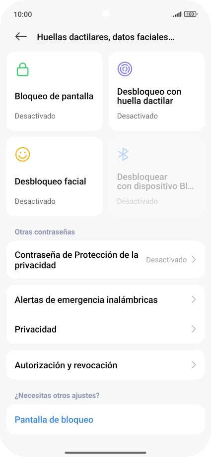 Pulsa Desbloqueo con huella dactilar.