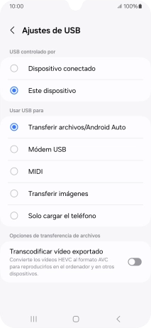 Pulsa Transferir archivos/Android Auto. Pulsa Transferir archivos/Android Auto.
