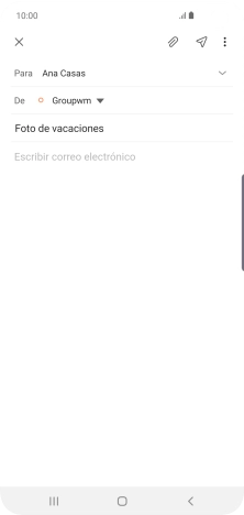 Pulsa en el campo de escritura  y escribe el texto del correo electrónico.