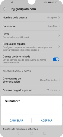 Introduce el nombre del remitente deseado y pulsa ACEPTAR. Introduce el nombre del remitente deseado y pulsa ACEPTAR.