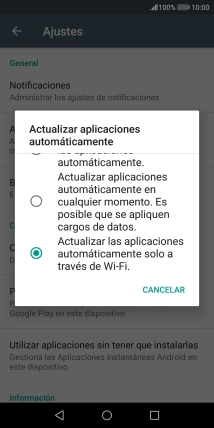 Para activar la actualización automática de apps a través de wifi, pulsa Actualizar las aplicaciones automáticamente solo a través de W-Fi.. Para activar la actualización automática de apps a través de wifi, pulsa Actualizar las aplicaciones automáticamente solo a través de W-Fi..
