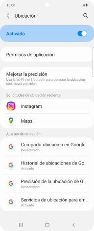 Pulsa Permisos de aplicación. Pulsa Permisos de aplicación.