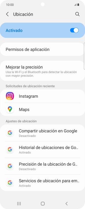 Pulsa Permisos de aplicación. Pulsa Permisos de aplicación.